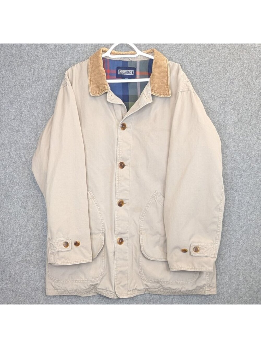 Lands End Canvas Barn Coat Mens XL Tall Flannel Lined Chore Jacket Workwear XLT
